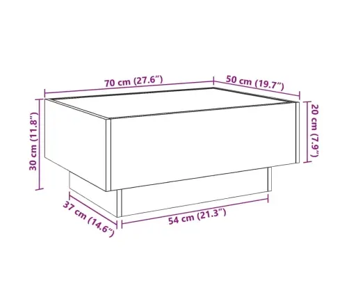 Kohvilaud Lediga, Hall Sonoma Tamm, 70X50X30 cm Tehispuit