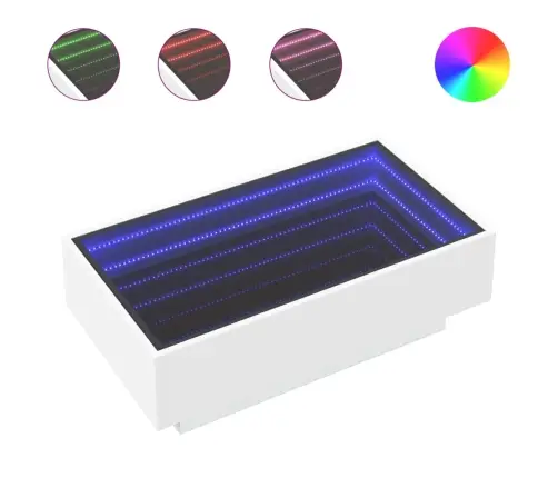 Kafijas Galdiņš Ar Led, Balts, 90X50X30 Cm, Inženierijas Koks Vidaxl