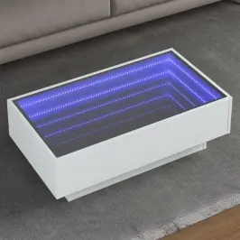 Kafijas Galdiņš Ar Led, Balts, 90X50X30 Cm, Inženierijas Koks Vidaxl