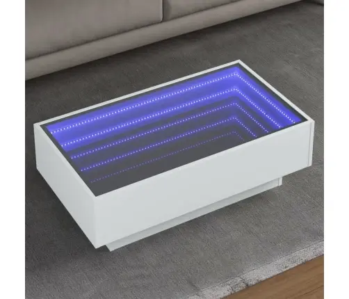Kafijas Galdiņš Ar Led, Balts, 90X50X30 Cm, Inženierijas Koks Vidaxl