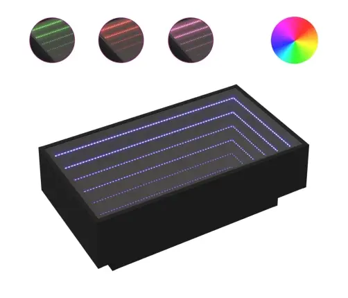 Kavos Staliukas Su Led, Juodas, 90X50X30cm Apdirbta Mediena