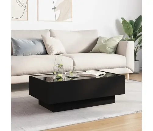 Kavos Staliukas Su Led, Juodas, 90X50X30cm Apdirbta Mediena