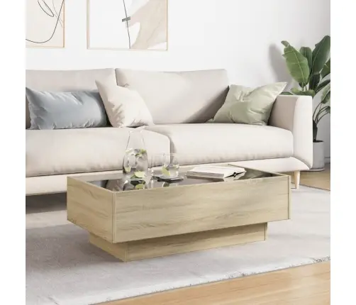 Kavos Staliukas Su Led, Ąžuolo, 90X50X30cm Apdirbta Mediena