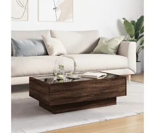 Kafijas Galdiņš Ar Led, 90X50X30 Cm, Inženierijas Koks Vidaxl