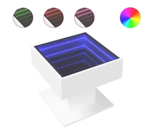 Kafijas Galdiņš Ar Led, Balts, 50X50X45 Cm, Inženierijas Koks Vidaxl