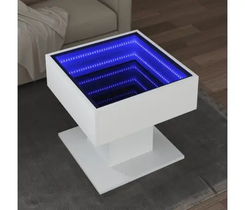Kafijas Galdiņš Ar Led, Balts, 50X50X45 Cm, Inženierijas Koks Vidaxl