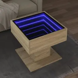 Kafijas Galdiņš Ar Led, Ozola, 50X50X45 Cm, Inženierijas Koks Vidaxl