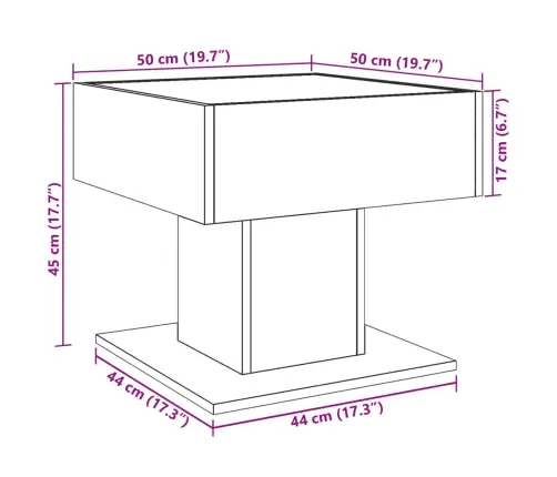 Kafijas Galdiņš Ar Led, 50X50X45 Cm, Inženierijas Koks Vidaxl