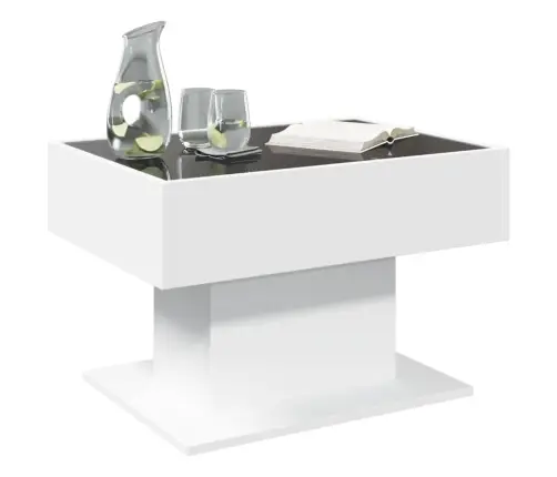 Kafijas Galdiņš Ar Led, Balts, 70X50X45 Cm, Inženierijas Koks Vidaxl