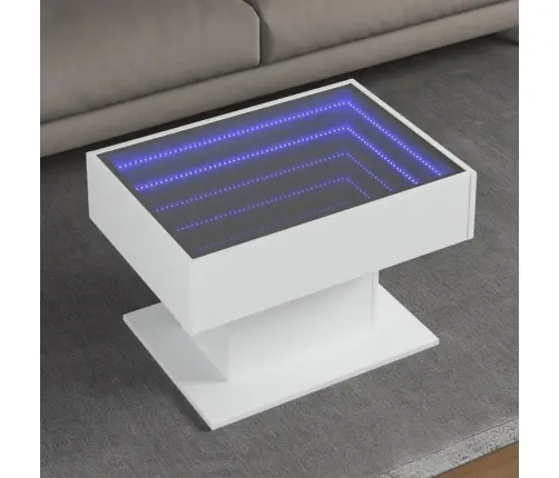 Kafijas Galdiņš Ar Led, Balts, 70X50X45 Cm, Inženierijas Koks Vidaxl