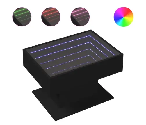 Kafijas Galdiņš Ar Led, Melns, 70X50X45 Cm, Inženierijas Koks Vidaxl