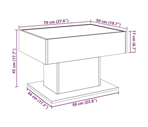 Kafijas Galdiņš Ar Led, Melns, 70X50X45 Cm, Inženierijas Koks Vidaxl