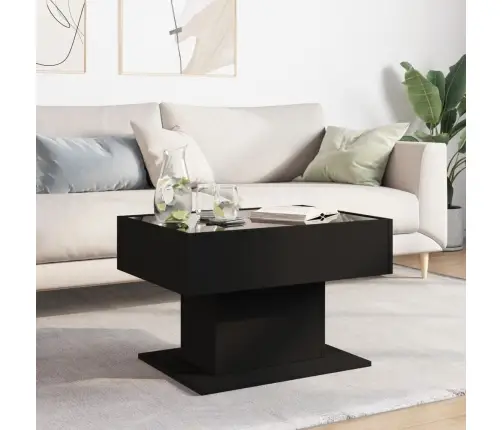 Kafijas Galdiņš Ar Led, Melns, 70X50X45 Cm, Inženierijas Koks Vidaxl