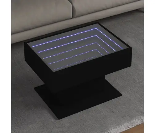 Kafijas Galdiņš Ar Led, Melns, 70X50X45 Cm, Inženierijas Koks Vidaxl