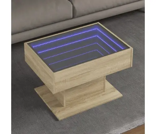 Kafijas Galdiņš Ar Led, Ozola, 70X50X45 Cm, Inženierijas Koks Vidaxl