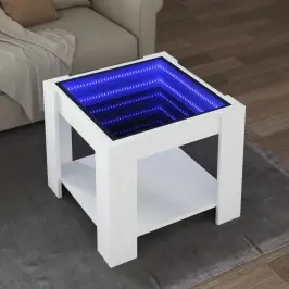 Kavos Staliukas Su Led, Baltas, 53X53X45cm Apdirbta Mediena