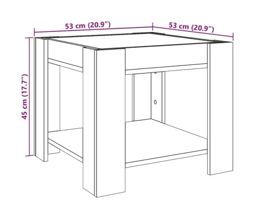 Kafijas Galdiņš Ar Led, Melns, 53X53X45 Cm, Inženierijas Koks Vidaxl