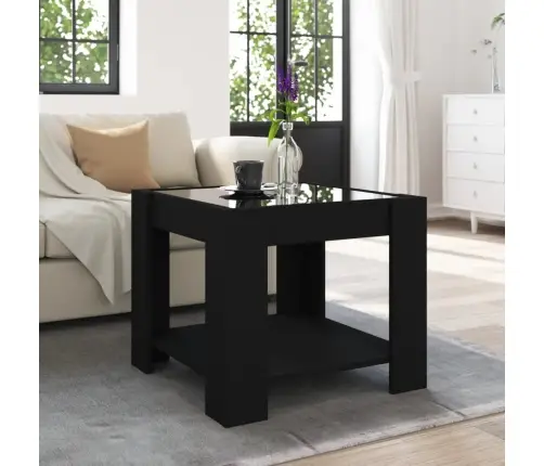 Kafijas Galdiņš Ar Led, Melns, 53X53X45 Cm, Inženierijas Koks Vidaxl