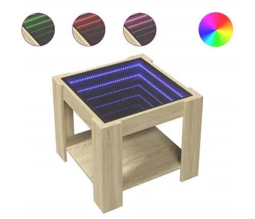 Kafijas Galdiņš Ar Led, Ozola, 53X53X45 Cm, Inženierijas Koks Vidaxl