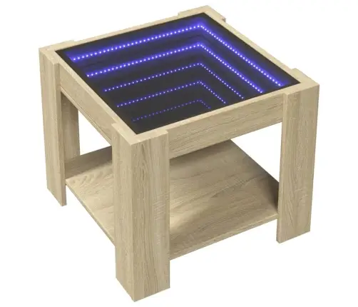 Kafijas Galdiņš Ar Led, Ozola, 53X53X45 Cm, Inženierijas Koks Vidaxl