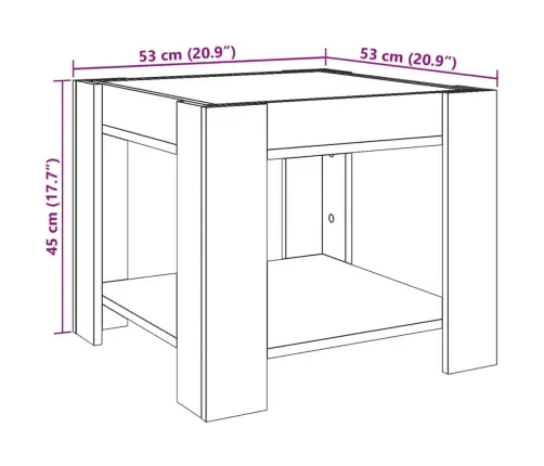 Kafijas Galdiņš Ar Led, Ozola, 53X53X45 Cm, Inženierijas Koks Vidaxl