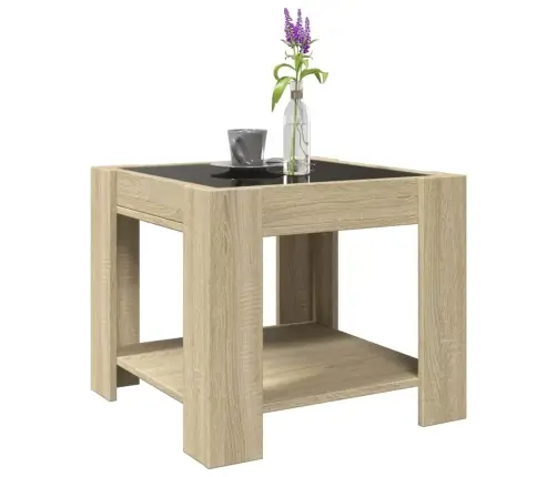 Kafijas Galdiņš Ar Led, Ozola, 53X53X45 Cm, Inženierijas Koks Vidaxl