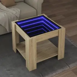 Kafijas Galdiņš Ar Led, Ozola, 53X53X45 Cm, Inženierijas Koks Vidaxl
