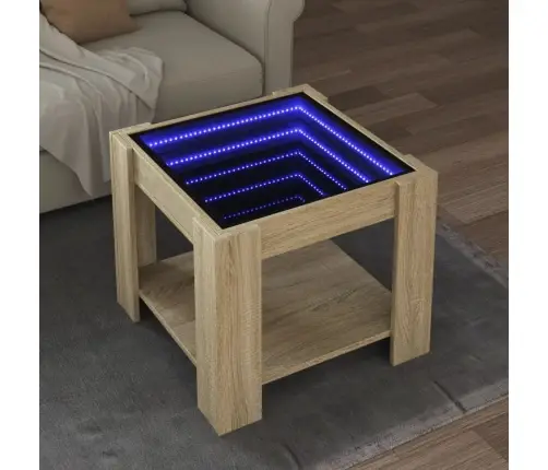 Kafijas Galdiņš Ar Led, Ozola, 53X53X45 Cm, Inženierijas Koks Vidaxl