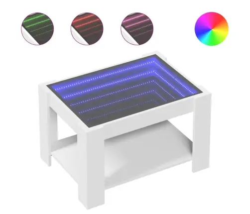 Kafijas Galdiņš Ar Led, Balts, 73X53X45 Cm, Inženierijas Koks Vidaxl