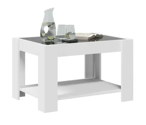 Kafijas Galdiņš Ar Led, Balts, 73X53X45 Cm, Inženierijas Koks Vidaxl