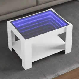 Kafijas Galdiņš Ar Led, Balts, 73X53X45 Cm, Inženierijas Koks Vidaxl