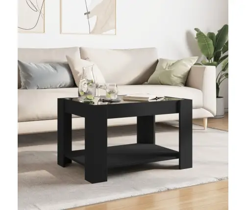 Kafijas Galdiņš Ar Led, Melns, 73X53X45 Cm, Inženierijas Koks Vidaxl