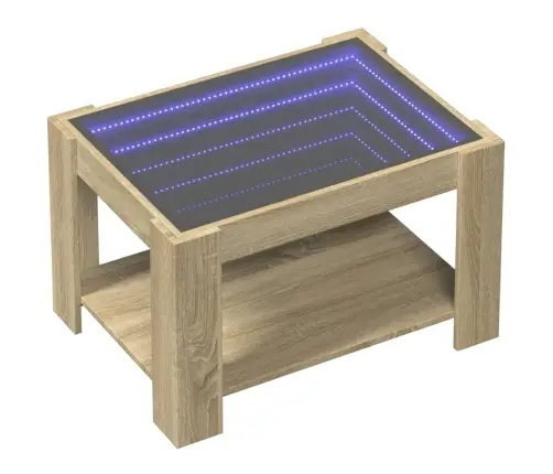 Kafijas Galdiņš Ar Led, Ozola, 73X53X45 Cm, Inženierijas Koks Vidaxl