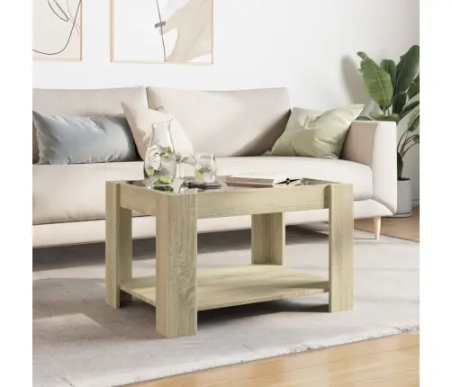 Kafijas Galdiņš Ar Led, Ozola, 73X53X45 Cm, Inženierijas Koks Vidaxl