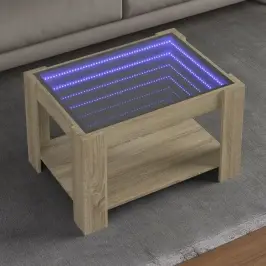 Kafijas Galdiņš Ar Led, Ozola, 73X53X45 Cm, Inženierijas Koks Vidaxl