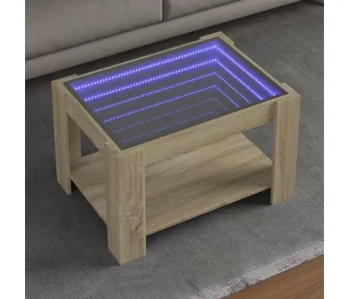 Kafijas Galdiņš Ar Led, Ozola, 73X53X45 Cm, Inženierijas Koks Vidaxl