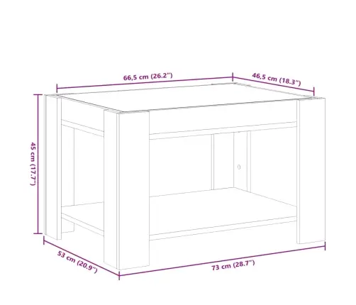 Kavos Staliukas Su Led, Betono, 73X53X45cm Apdirbta Mediena