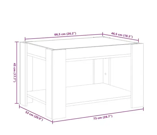 Kohvilaud Lediga, Suitsutatud Tamm, 73X53X45 cm Tehispuit