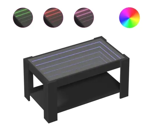 Kafijas Galdiņš Ar Led, Melns, 93X53X45 Cm, Inženierijas Koks Vidaxl