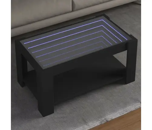 Kafijas Galdiņš Ar Led, Melns, 93X53X45 Cm, Inženierijas Koks Vidaxl