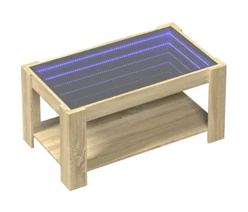 Kafijas Galdiņš Ar Led, Ozola, 93X53X45 Cm, Inženierijas Koks Vidaxl