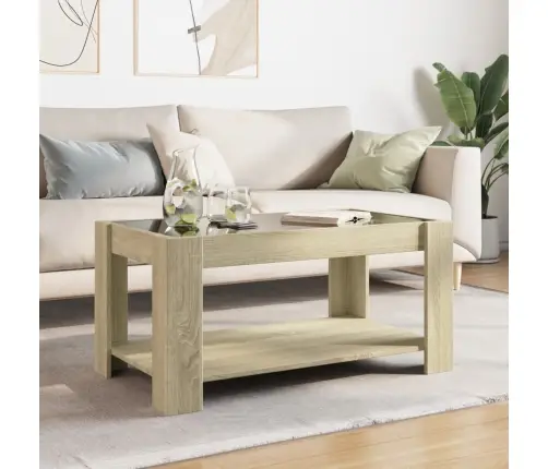 Kafijas Galdiņš Ar Led, Ozola, 93X53X45 Cm, Inženierijas Koks Vidaxl