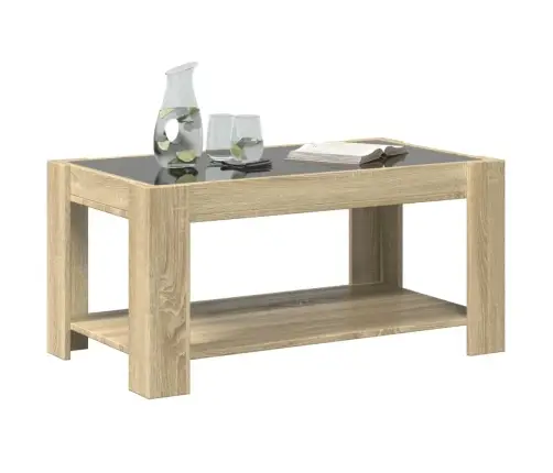 Kafijas Galdiņš Ar Led, Ozola, 93X53X45 Cm, Inženierijas Koks Vidaxl