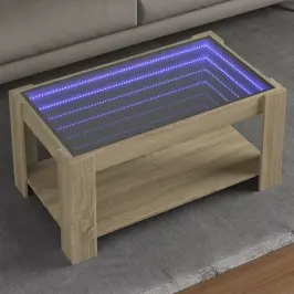 Kafijas Galdiņš Ar Led, Ozola, 93X53X45 Cm, Inženierijas Koks Vidaxl