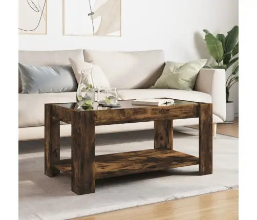Kafijas Galdiņš Ar Led, Ozola, 93X53X45 Cm, Inženierijas Koks Vidaxl