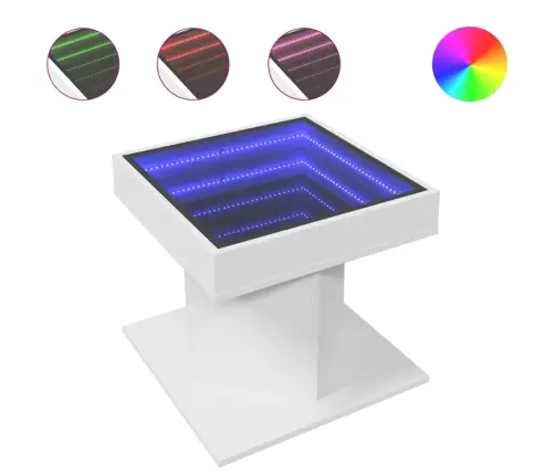 Kavos Staliukas Su Led, Baltas, 50X50X45cm Apdirbta Mediena