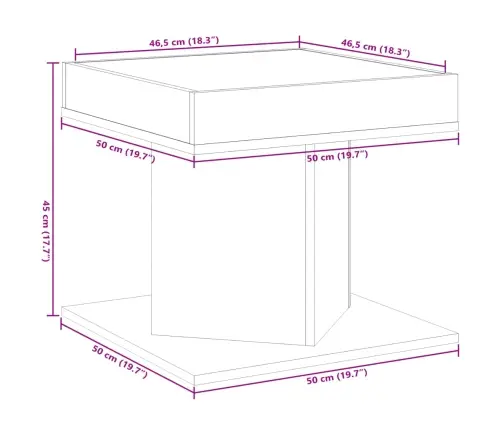 Kavos Staliukas Su Led, Baltas, 50X50X45cm Apdirbta Mediena