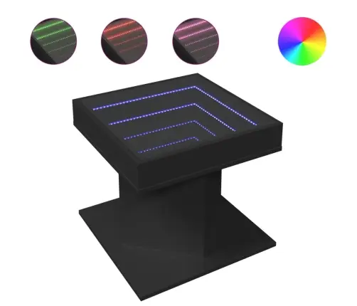 Kafijas Galdiņš Ar Led, Melns, 50X50X45 Cm, Inženierijas Koks Vidaxl