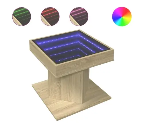 Kavos Staliukas Su Led, Ąžuolo, 50X50X45cm Apdirbta Mediena