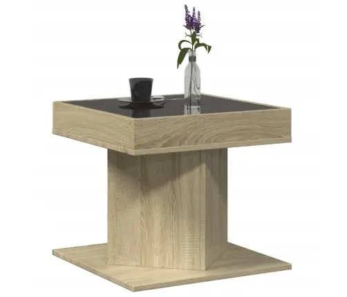 Kavos Staliukas Su Led, Ąžuolo, 50X50X45cm Apdirbta Mediena